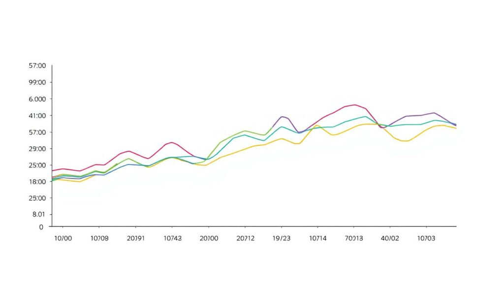 A detailed line graph comparing the average monthly temperatures and precipitation levels in Lisbon across multiple months. The graph is presented against a clean, minimalist background with a soft, neutral color palette to draw the viewer's attention to the data visualization. The lines for temperature and rainfall are color-coded and labeled clearly, with gridlines and axis labels providing context. The overall impression is one of informative clarity, allowing the viewer to easily understand and compare the weather patterns in Lisbon throughout the year. A detailed line graph comparing the average monthly temperatures and precipitation levels in Lisbon across multiple months. The graph is presented against a clean, minimalist background with a soft, neutral color palette to draw the viewer's attention to the data visualization. The lines for temperature and rainfall are color-coded and labeled clearly, with gridlines and axis labels providing context. The overall impression is one of informative clarity, allowing the viewer to easily understand and compare the weather patterns in Lisbon throughout the year.