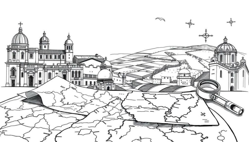 A detailed travel planning guide for Portugal, showcased in a captivating black and white illustration with pops of color. The foreground depicts a carefully curated itinerary, maps, and travel documents, hinting at the organization and preparation required for a seamless Portugal journey. The middle ground features iconic Portuguese landmarks, from historic architecture to rolling landscapes, while the background suggests a sense of adventure and exploration, with a hint of a compass or navigation tools. The lighting is soft and evocative, creating a mood of anticipation and discovery. The overall composition conveys the practical yet inspiring nature of planning a memorable trip to Portugal. A detailed travel planning guide for Portugal, showcased in a captivating black and white illustration with pops of color. The foreground depicts a carefully curated itinerary, maps, and travel documents, hinting at the organization and preparation required for a seamless Portugal journey. The middle ground features iconic Portuguese landmarks, from historic architecture to rolling landscapes, while the background suggests a sense of adventure and exploration, with a hint of a compass or navigation tools. The lighting is soft and evocative, creating a mood of anticipation and discovery. The overall composition conveys the practical yet inspiring nature of planning a memorable trip to Portugal.