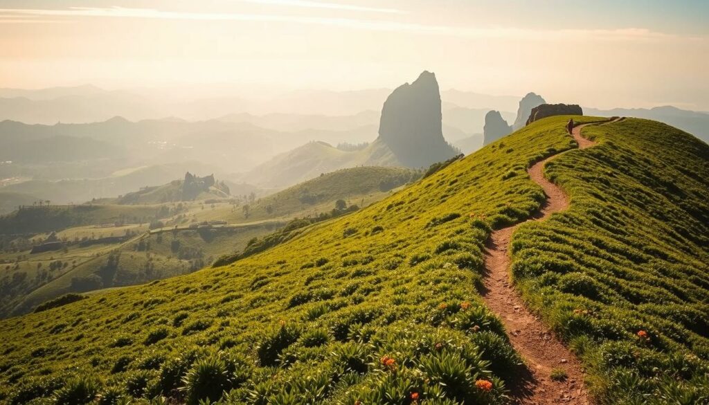 A tranquil hillside in Portugal, a verdant carpet of lush vegetation extends towards the horizon. A winding path meanders through the landscape, inviting the viewer to embark on a captivating hike. In the distance, towering peaks pierce the azure sky, their silhouettes softly rendered in shades of gray. The scene is illuminated by a warm, golden light, casting gentle shadows and highlighting the textures of the terrain. Pops of vibrant color, like wildflowers dotting the foreground, add depth and visual interest to the composition. This serene, black-and-white image with subtle splashes of color captures the essence of a Klima Wanderurlaub, the perfect backdrop for an article on the best time to explore Portugal's captivating landscapes. A tranquil hillside in Portugal, a verdant carpet of lush vegetation extends towards the horizon. A winding path meanders through the landscape, inviting the viewer to embark on a captivating hike. In the distance, towering peaks pierce the azure sky, their silhouettes softly rendered in shades of gray. The scene is illuminated by a warm, golden light, casting gentle shadows and highlighting the textures of the terrain. Pops of vibrant color, like wildflowers dotting the foreground, add depth and visual interest to the composition. This serene, black-and-white image with subtle splashes of color captures the essence of a Klima Wanderurlaub, the perfect backdrop for an article on the best time to explore Portugal's captivating landscapes.